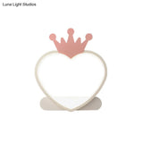 Adorable Cartoon Heart Led Nursery Wall Sconce With Crown Design