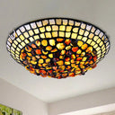 Agate Amber Ceiling Light: Mediterranean Flush Mount With Shell Decor / 12