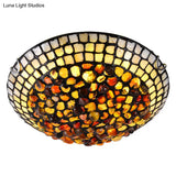 Agate Amber Ceiling Light: Mediterranean Flush Mount With Shell Decor