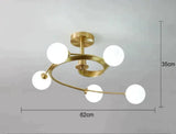 Aimee - Nordic Creative Rotate Bedroom Room Lamp Room Copper Ceiling Lamp 5 milky white / Without bulb Ceiling