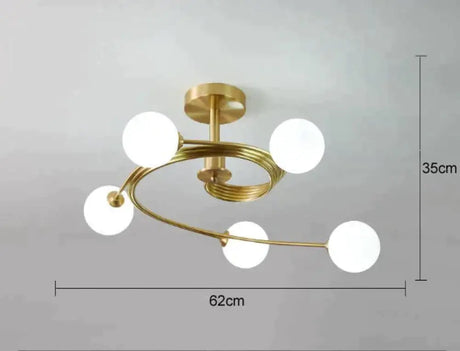 Aimee - Nordic Creative Rotate Bedroom Room Lamp Room Copper Ceiling Lamp 5 milky white / Without bulb Ceiling