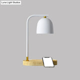 Alexandra - Minimalist Nightstand Light Black/White/Red Dome Wooden Lamp