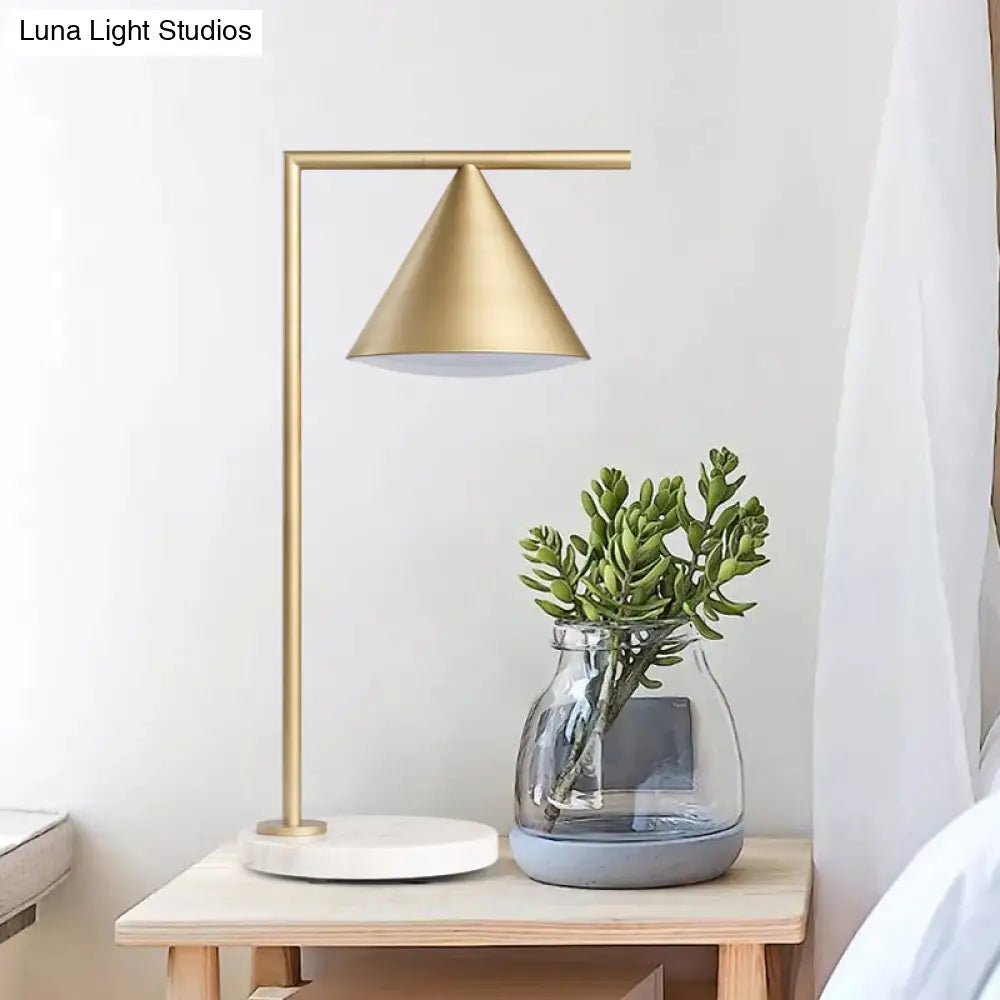 Alice - Golden Colonialist Bedside Lamp With Marble Base