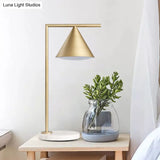 Alice - Golden Colonialist Bedside Lamp With Marble Base