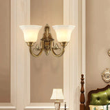 All Copper American Ceramic Antique Wall Lamp Double Head Luxury Atmosphere European Style Living