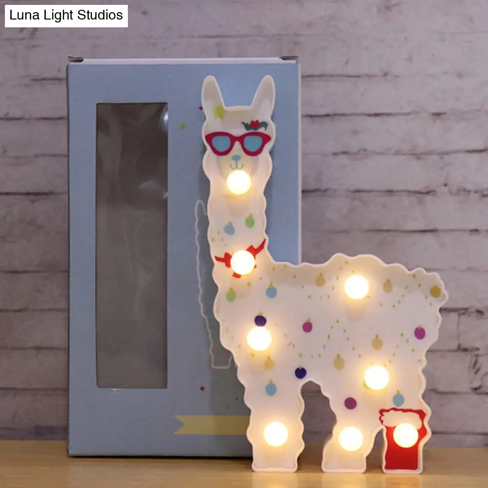 Alpaca Led Wall Night Lamp For Girls Room - Battery Operated And Contemporary Design