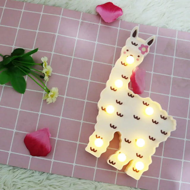 Alpaca Led Wall Night Lamp For Girls Room - Battery Operated And Contemporary Design White / C