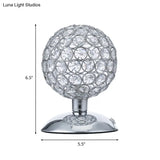 Alrakis - Sphere Night Table Light Modern Crystal-Encrusted Shade 1 Bulb Chrome Small Desk Lamp