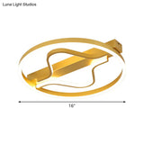 Aluminum Flush Mount Ceiling Light - Modernist Gold Led Surface Lamp (16’/19.5’) With Ripplet