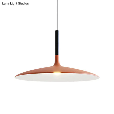 Aluminum Hanging Light: Nordic Design 1-Light Pendant For Dining Room - White/Orange/Grey
