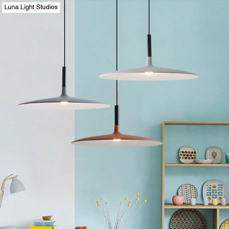 Aluminum Hanging Light: Nordic Design 1-Light Pendant For Dining Room - White/Orange/Grey