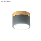 Aluminum Wood Flush Mount Down Light For Living Room Gallery - Simple And Stylish Drum Shape