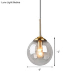 Amber/Clear/Smoke Gray Glass Globe Pendant Light For Contemporary Bedroom