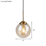 Amber/Clear/Smoke Gray Glass Globe Pendant Light For Contemporary Bedroom