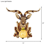 Amber Crackle Glass Wall Sconce With Traditional Bubble Design - Gold Finish