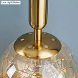 Amber Glass Ball Pendulum Light - Nordic Style Led Hanging Pendant
