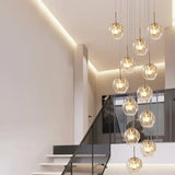 Amber Glass Pendant Ceiling Light For Stairs - Simple Multi Fixture 12 /