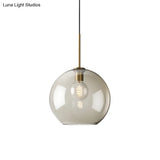 Amber Glass Pendant Light - Modern Brass Hanging Ceiling Fixture (8’/10’/12’ Wide)