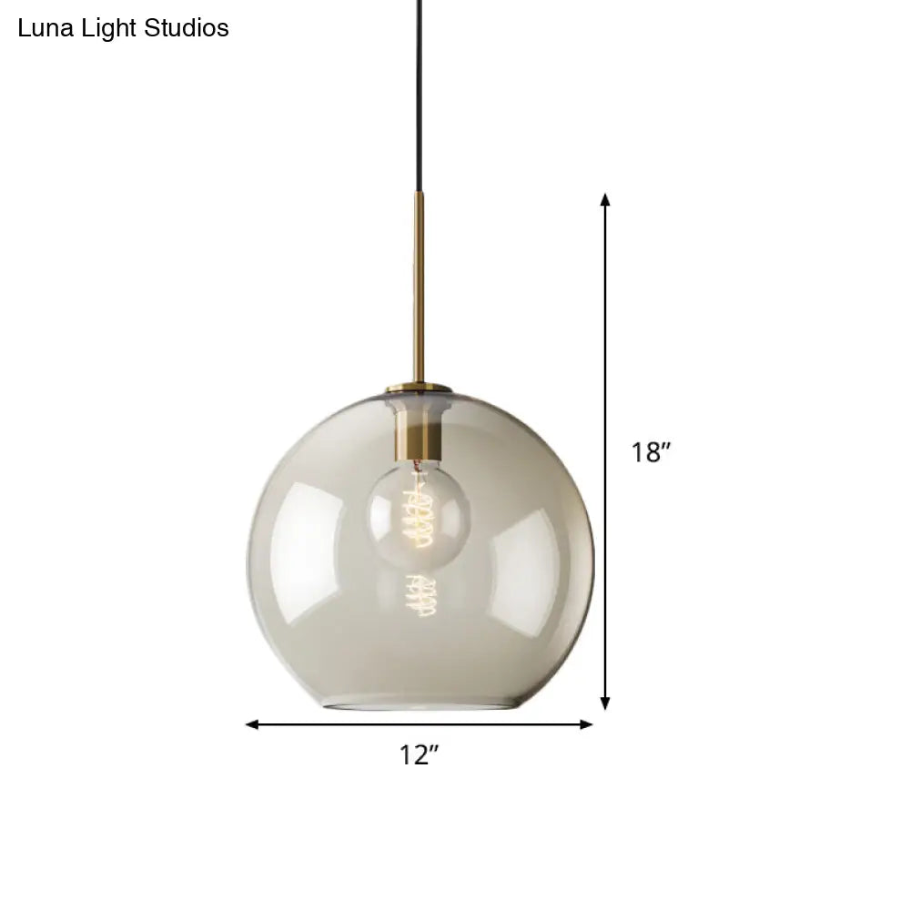 Amber Glass Pendant Light - Modern Brass Hanging Ceiling Fixture (8’/10’/12’ Wide)