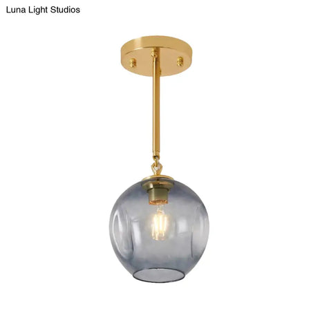 Amber/Smoke Gray Glass Semi Flush Light Fixture - Nordic Ceiling Mount For Hallway 1-Light