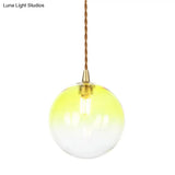 Amber/White/Red Macaron Glass Pendant Light Fixture - 1 Suspension With Rope For Bedroom