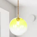 Amber/White/Red Macaron Glass Pendant Light Fixture - 1 Suspension With Rope For Bedroom Yellow