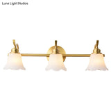 American Brass Wall Vanity Light With Frosted Glass For Indoor Down Lighting