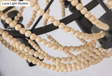 American Country Loft Vintage Big Wooden Beads Hang Pendant Lamp E27 E14 Led Lights Modern For