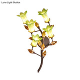 American Garden 5-Head Metal Wall Lamp In Dark Brown - Lotus/Lily/Tulip Sconce Lighting Fixture For