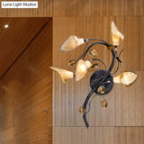 American Garden Metal Wall Sconce Light - Blossom Collection 5 Heads Black Fixture