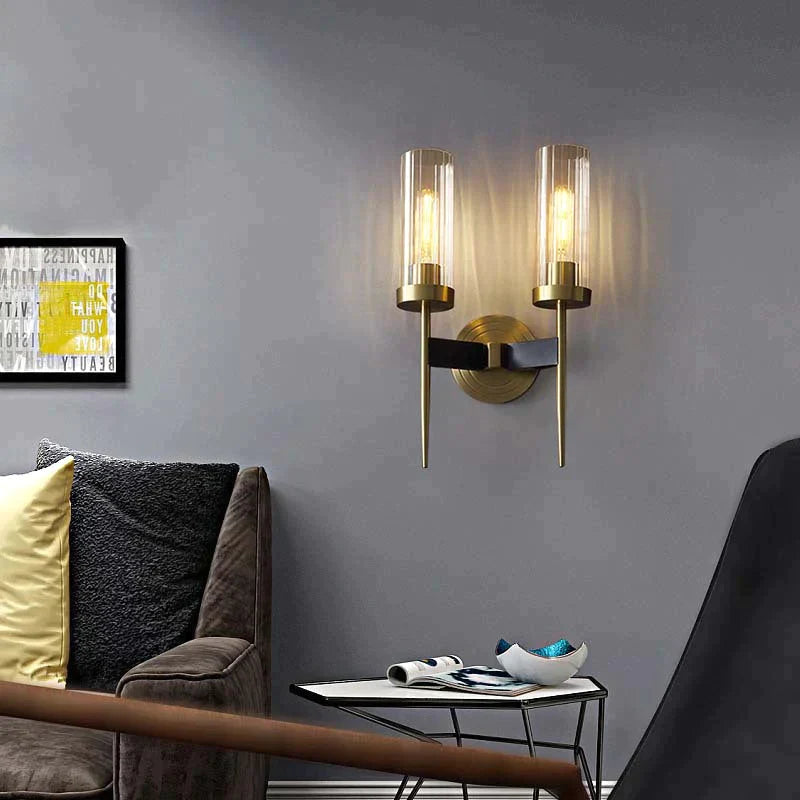 American Modern Minimalist Light Luxury Bedroom Lamps All Copper Wall