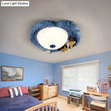 Angel Child Resin Wing Flush Mount Ceiling Lamp - Perfect For Romantic Bedroom Lighting
