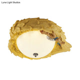 Angel Child Resin Wing Flush Mount Ceiling Lamp - Perfect For Romantic Bedroom Lighting