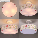 Animal Nursery Acrylic Drum Semi Flushmount Ceiling Light