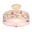 Animal Nursery Acrylic Drum Semi Flushmount Ceiling Light White