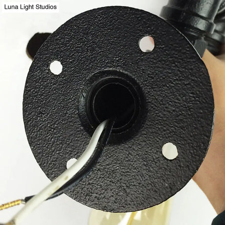 Antique 1-Light Restaurant Wall Mount Light With Decorative Valve - Plumbing Pipe Iron Lighting