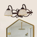 Antique Beige Glass Vanity Wall Light With Swooping Arm And Multiple Bulbs For Bathroom Sconce 2 /
