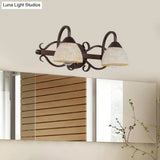 Antique Beige Glass Vanity Wall Light With Swooping Arm And Multiple Bulbs For Bathroom Sconce