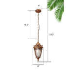 Antique Bell Shaped Ribbed Glass Pendant Light For Outdoor - Single Bulb Drop Suspension Lighting