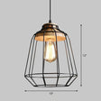 Antique Black Iron Pendant Light With Wooden Top - Rustic Hanging Fixture 1-Light / B