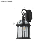Antique Black Patio Wall Light: Clear Glass Pavilion Lighting With 1 Bulb