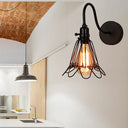 Antique Black Wire Frame Restaurant Wall Sconce Light With Stylish Petal Design
