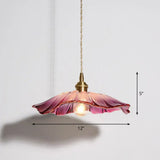 Antique Brass Pendant Light With Floral Glass Shade - Elegant 1-Light Hanging Fixture / B