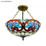 Antique Brass Victorian Style Led Ceiling Light - Elegant Semi Flush Inverted Bowl For Bedroom