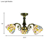 Antique Bronze Stained Glass Pendant Lighting: Leaf/Peacock Tail/Flower Tiffany Style 3/5 Lights