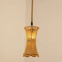 Antique Caged Pendant Light With Hemp Rope - Brown 1-Light For Restaurants / C
