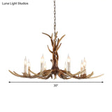 Antique Candelabra Chandelier Lighting Fixture In Beige For Living Room - 3/6/8 Lights