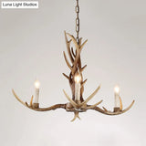 Antique Candelabra Chandelier Lighting Fixture In Beige For Living Room - 3/6/8 Lights