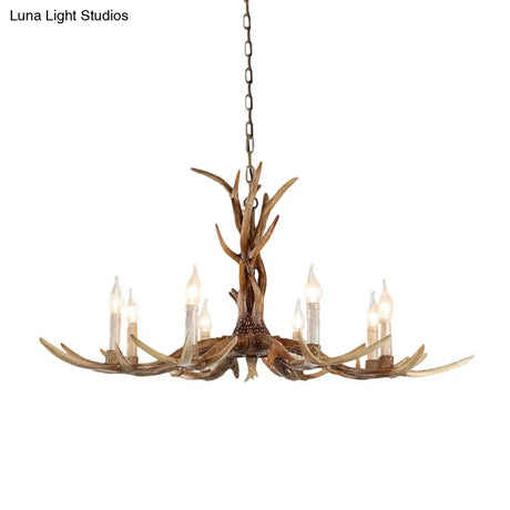 Antique Candelabra Chandelier Lighting Fixture In Beige For Living Room - 3/6/8 Lights