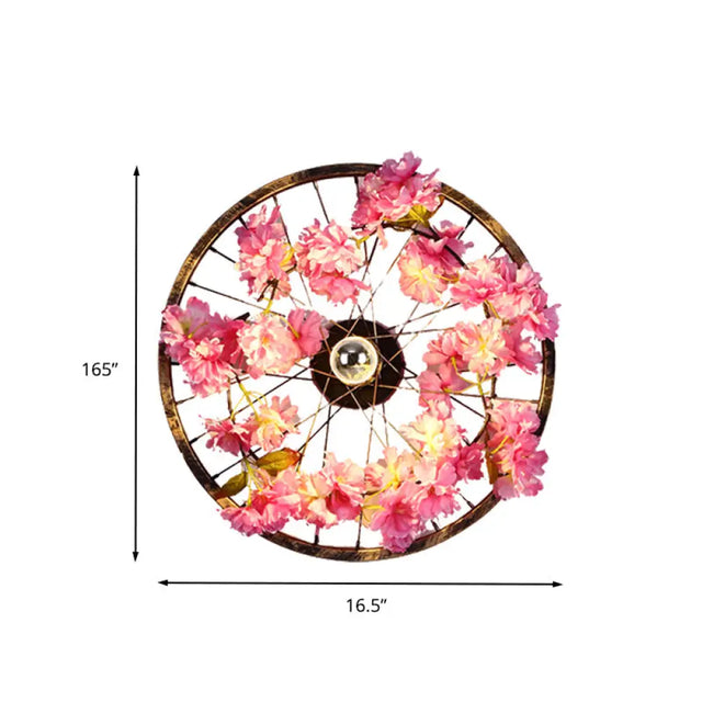 Antique Cherry Blossom Wall Sconce Light W/ Led Lighting & Brass Mount 12.5-20.5 Diameter